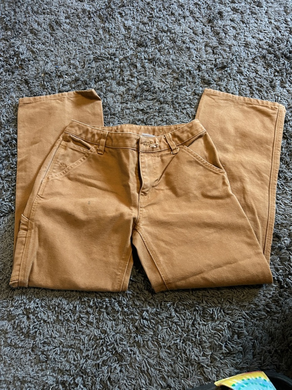 Tan Carpenter Style Work Pants - Classic Straight Leg